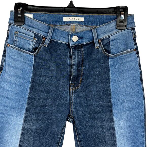 PacSun SZ 26 High-Rise Jeggings Jeans Two-Tone Stretch Mid-Rise Zip-Fly Pockets - Picture 2 of 9